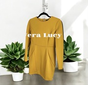 Sukienka na zimę z długim rękawem Vera Lucy rozmiar M miodowy musztardowy