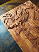 Obraz, relief drewniany, motyw azjatycki, smok