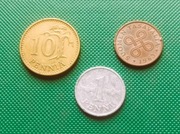 FINLANDIA - Zestaw 3 różnych monet 1 1 10 Penni Pennia 1963 1974 k90