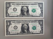 Banknoty - USA  -1 dolar z 2021 - stan -  numer po sobie