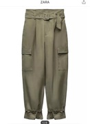 ZARA Spodnie cargo bojówki z paskiem khaki XL