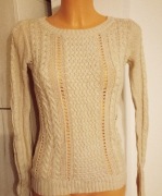 Stradivarius bezowy sweter z warkoczem    S