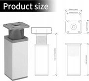 Nóżki meblowe aluminiowe regulowane 15cm-17cm 4szt Gaomoeny