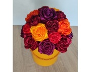 Duży Flower box Kwiaty w Pudełku Jesienna Dekoracja Róże Ręcznie wykonane 