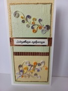 Ręcznie robiona kartka okolicznościowa. Rękodzieło, quilling 