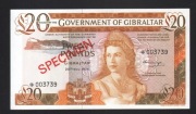 GIBRALTAR  - 20 FUNTÓW 1975   CPECIMEN UNC