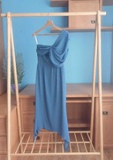 Sukienka LOU - niebieska, brokatowa, midi, rozmiar S/36 