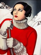 Tamara Łempicka inspiracja. Saint Moritz . Obraz olejny 70/50