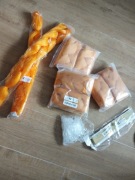 Pomarańczowe włosy syntetyczne do warkoczy + gumki | Zestaw