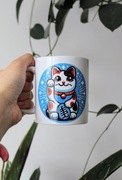Kubek Japoński Kot Maneki Neko niebieski 330ml