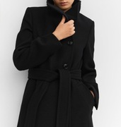 Płaszcz Mango z wełny manteco z paskiem, odnowiony