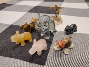 Figurki ozdoby ze szkła kamienia słoniki żółwie drzewko szczęścia