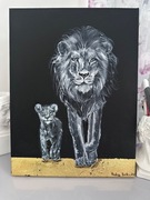 Obraz ręcznie malowany  lew 