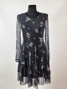 Sukienka Reserved M grafitowa w kwiaty romantyczna boho