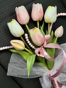 Bukiet ślubny tulipany silikonowe romantyczny boho perły 