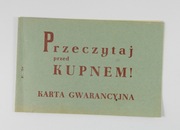 Karta gwarancyjan na chłodziarkę "Silesia" 1967r