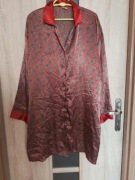 219 Damska bordowa koszula nocna satynowa na długi rękaw rozmiar L