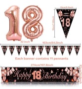 Dekoracje na 18 urodziny w kolorze różowym i czarnym.