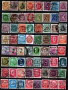 PERFINY, DZIURKI, 70 znaczków kasowanych z dziurkami, DR, Danzig, Belgia