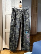 Spodnie bojówki, cargo, moro z haftem, 100% bawełna, rozmiar M/L, vintage 