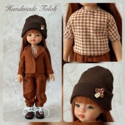 Zestaw 4w1 bluzka,czapka,spodnie,marynarka dla lalek Paola Reina 32cm