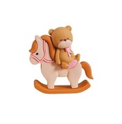 Figurka do dekoracji 3D Konik na biegunach z misiem różowy