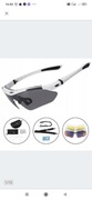ROCKBROS Okulary Rowerowe z Polaryzacją + Etui + 4 Soczewki Białe Ramki