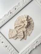 NOWY zestaw chrzest czapka turban z falbanką opaska półturban handmade