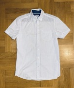 S koszula męska Next laundered shirt wizytowa elegancka biała wzór