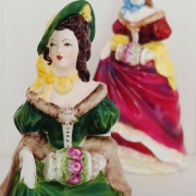 **WIOSNA**wiktoriańska DAMA zielona suknia porcelana COALPORT 1945+