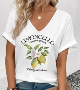 Bluzka top shirt serek limoncello r. L trykot cytryny styl włoski