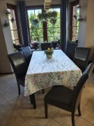 Krzesła do salonu (6szt.) ekoskóra ciemny brąz, nogi wenge