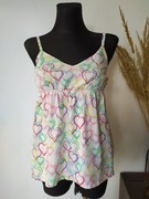 New Look Biała bluzka na ramiączkach w kolorowe serca 100% bawełna 38