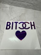 Naklejka winylowa fioletowa brokatowa bitch wodoodporna