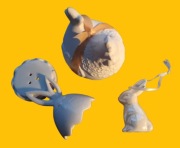 Ozdoby wielkanocne ZAJĄCZKI KURKA zestaw 3x figurki SOLNICZKA PIEPRZNICZKA