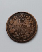 10 centesimi Włochy1867,w.10gr,śr.30mm,gr.1,5mm,stanzdjęcie