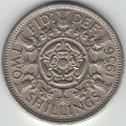 Wielka Brytania 2 szylingi two shillings (floren) 1956 -  28,4 mm - nr 4