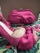 Nowe Menbur buty na obcasie wieczorowo-wizytowe z torebką fuksją róż r.37
