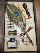 Zestaw do kaligrafii z pawim piórem