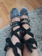 szare balerinki buty z tasiemkami rozmiar 39