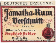 Etykieta na alkohol, JAMAJKA RUM, Bielsko (Bielitz), Gessler
