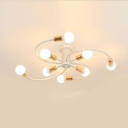 Żyrandol Sputnik 8-ramienny E27 biało-złoty, metalowy 80 cm