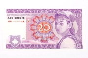 20 Dinarów Kosowo z 2016 Matej Gabris UNC seria  A.02