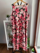 Letnia zwiewna sukienka maxi floral print z falbaną plus size
