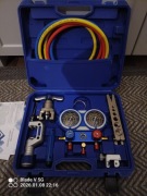 ZESTAW MANOMETRÓW NARZĘDZI V VTB DO MONTAŻU SERWISU KLIMY MANOMETRY WALIZKA