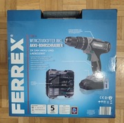Nowa Wiertarko-wkrętarka Ferrex walizka z narzędziami 2 baterie 20 V a