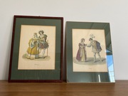 Stare Obrazy 2 szt. Reprodukcje Francja Stroje Historyczne