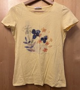 Żółty bawełniany t-shirt bluzka z aplikacja Orsay S 36