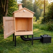 Wędzarnia drewniana, wędzarka ogrodowa, palenisko - zestaw