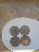 Moneta 1 zł, obiegowa, 4 sztuki, 1977, 1986 i 1988 rok (2szt)